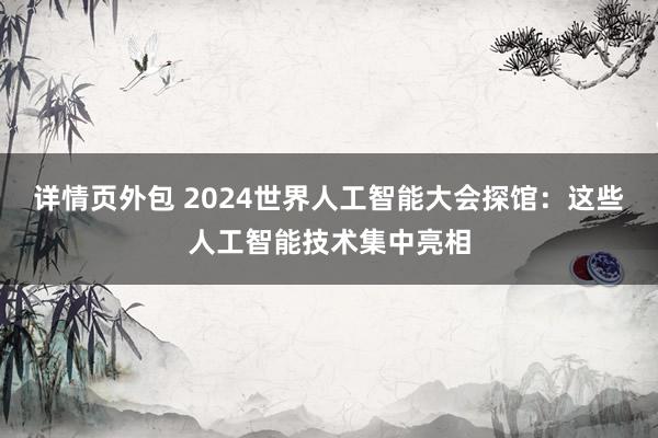 详情页外包 2024世界人工智能大会探馆：这些人工智能技术集中亮相