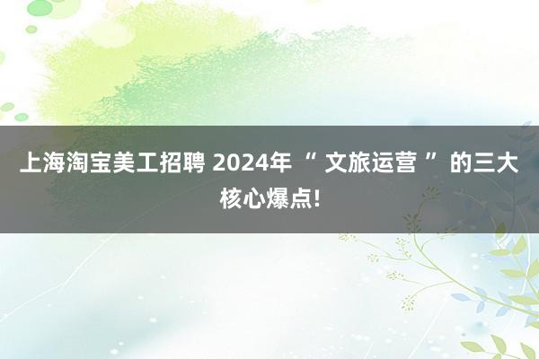 上海淘宝美工招聘 2024年 “ 文旅运营 ” 的三大核心爆点!