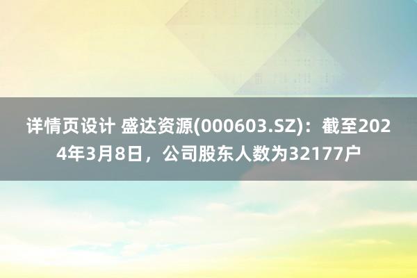 详情页设计 盛达资源(000603.SZ)：截至2024年3月8日，公司股东人数为32177户