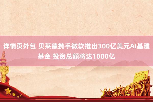 详情页外包 贝莱德携手微软推出300亿美元AI基建基金 投资总额将达1000亿